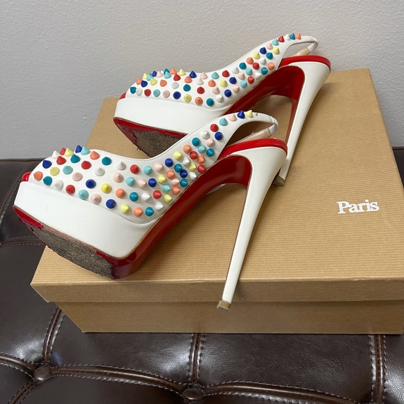 ***SOLD*** Christian Louboutin Lady Peep Sling Spike Pumps 36 - Picture 13 of 15